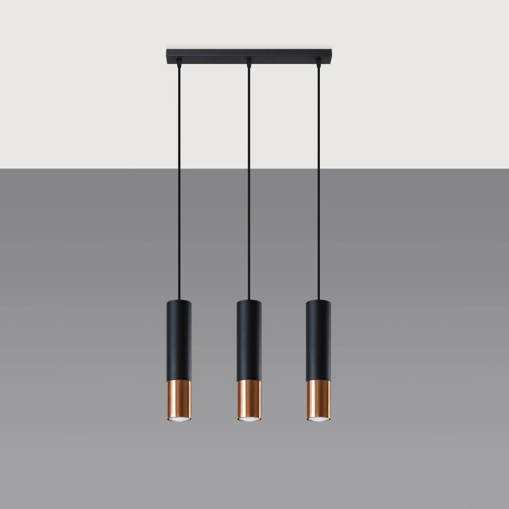 Sollux Lighting Pakabinamas šviestuvas LOOPEZ 3L juodas/varis