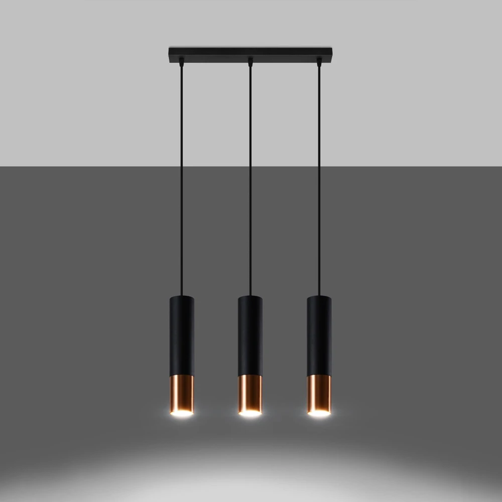Sollux Lighting Pakabinamas šviestuvas LOOPEZ 3L juodas/varis