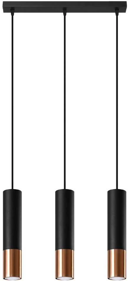 Sollux Lighting Pakabinamas šviestuvas LOOPEZ 3L juodas/varis