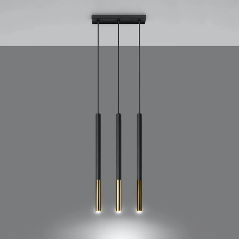 Sollux Lighting Pakabinamas šviestuvas MOZAICA 3L juodas/auksinis