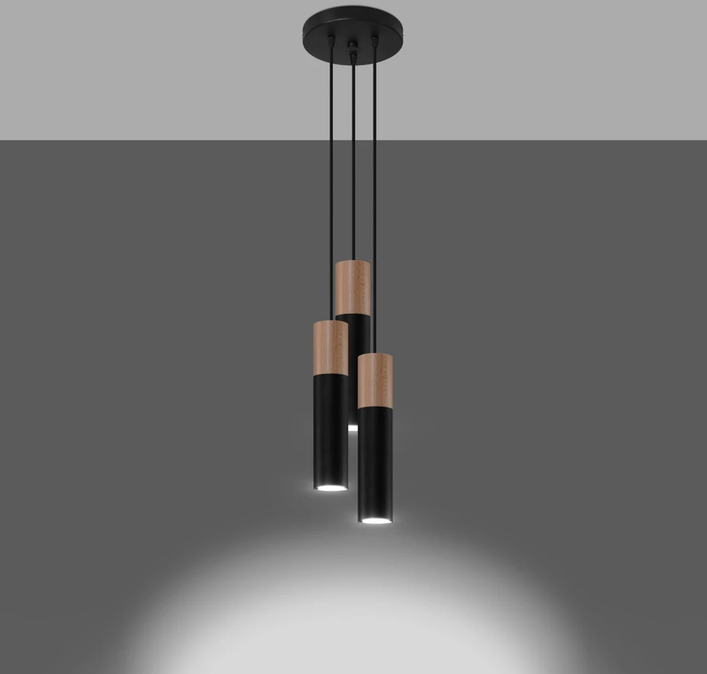 Sollux Lighting Pakabinamas šviestuvas PABLO 3P juodas