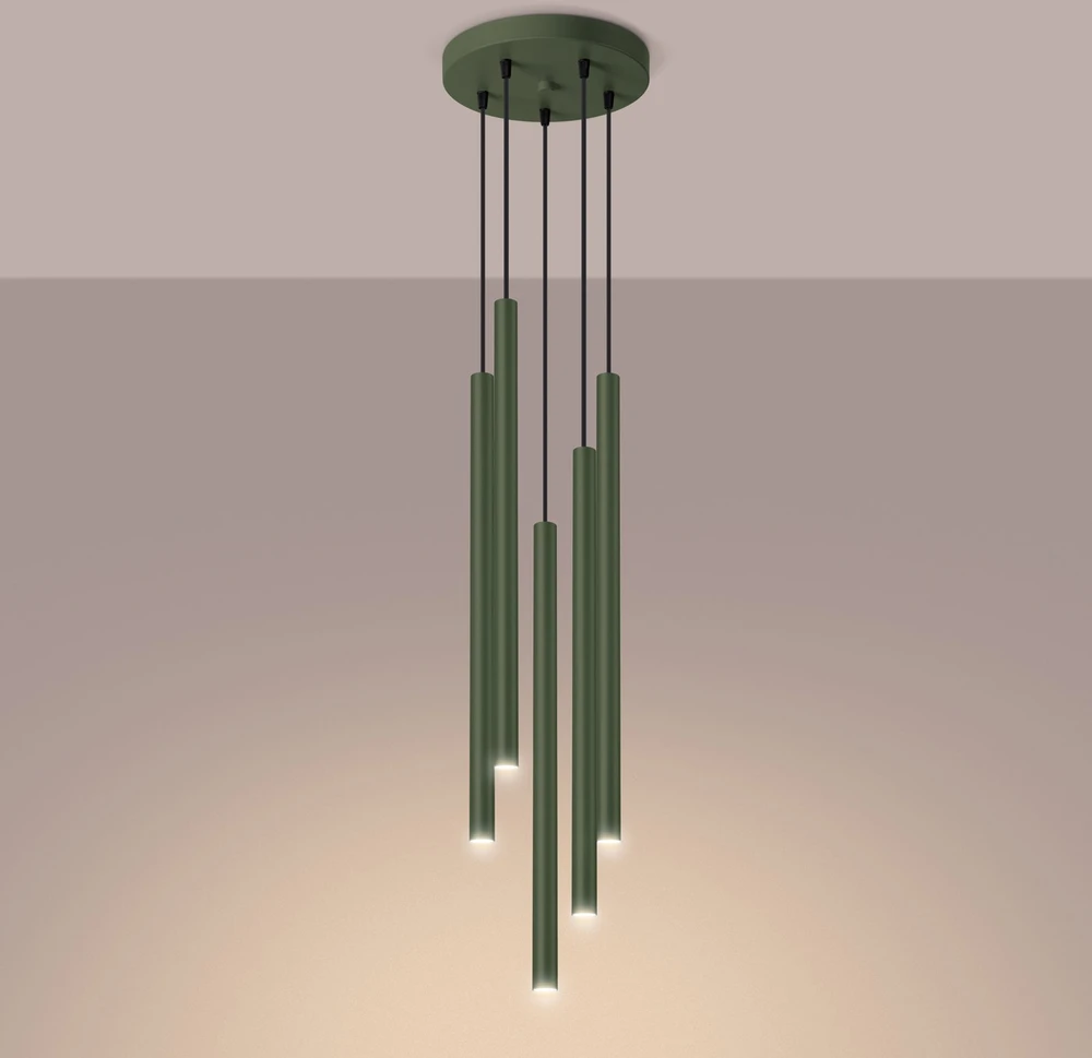 Sollux Lighting Pakabinamas šviestuvas PASTELO 5P alyvuogių žalia