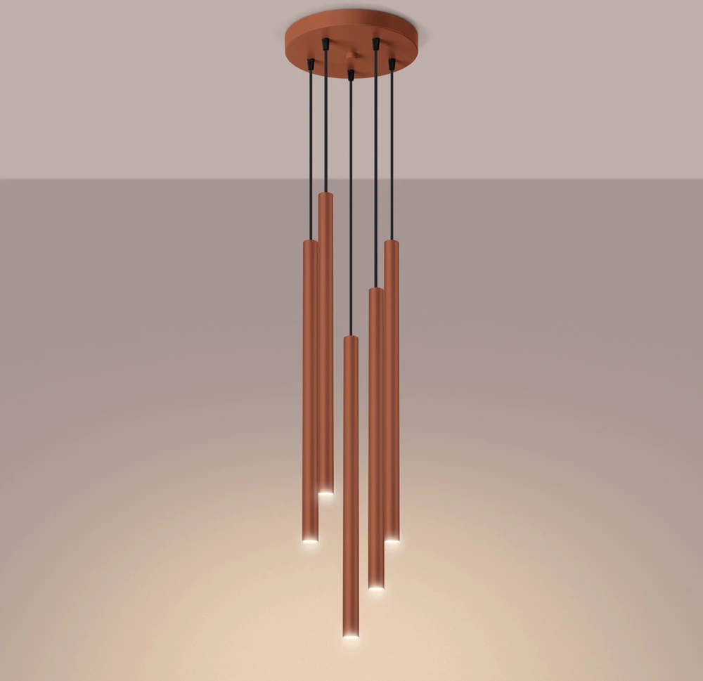 Sollux Lighting Pakabinamas šviestuvas PASTELO 5P raudona ochra