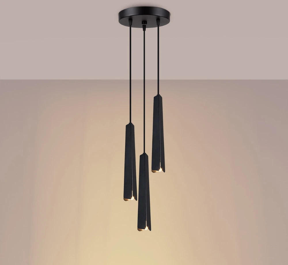 Pakabinamas šviestuvas Sollux Lighting Pakabos lempa PRYSM 3P noir