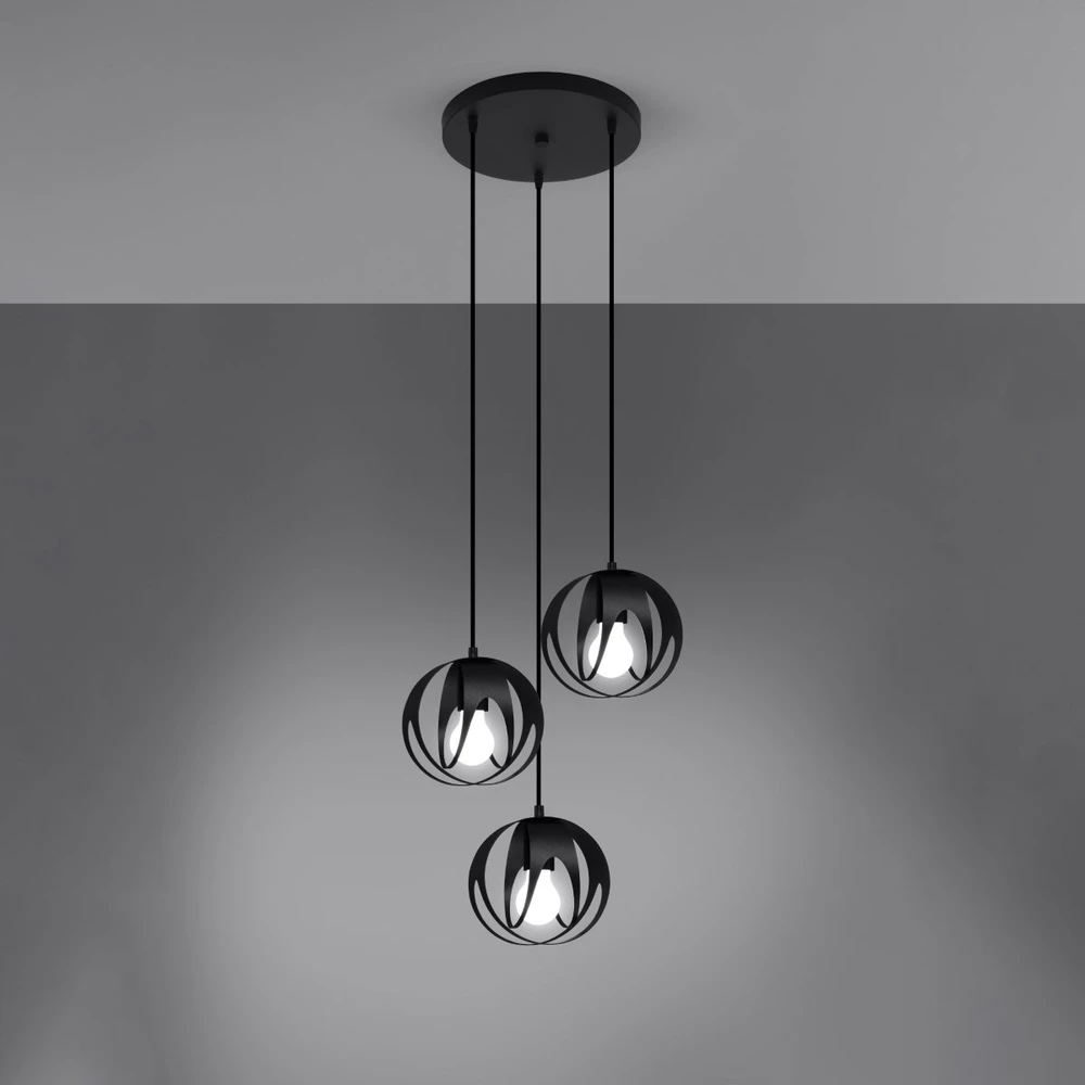 Sollux Lighting Pakabinamas šviestuvas TULOS 3P juodas