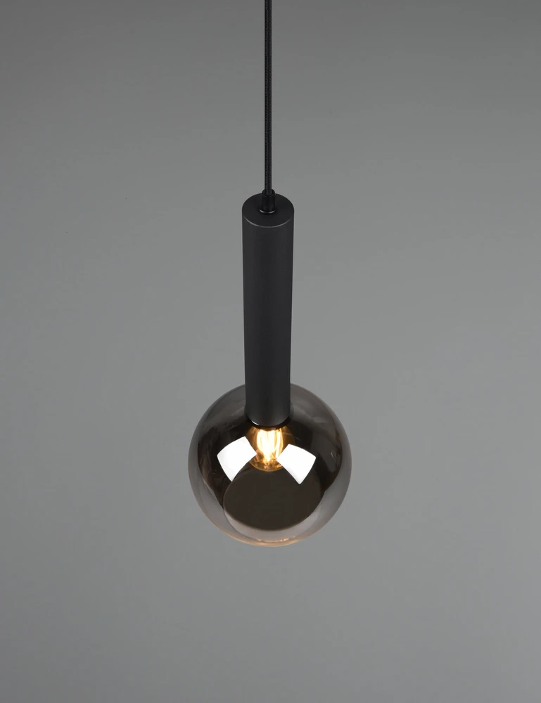 Lubinis šviestuvas Pakabinamas šviestuvas TRIO CLAYTON, 1 x E27, max 28W, juodos sp., ø20 x h150 cm
