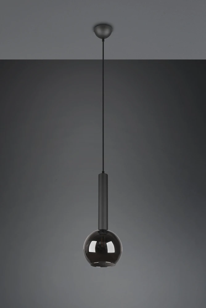 Lubinis šviestuvas Pakabinamas šviestuvas TRIO CLAYTON, 1 x E27, max 28W, juodos sp., ø20 x h150 cm