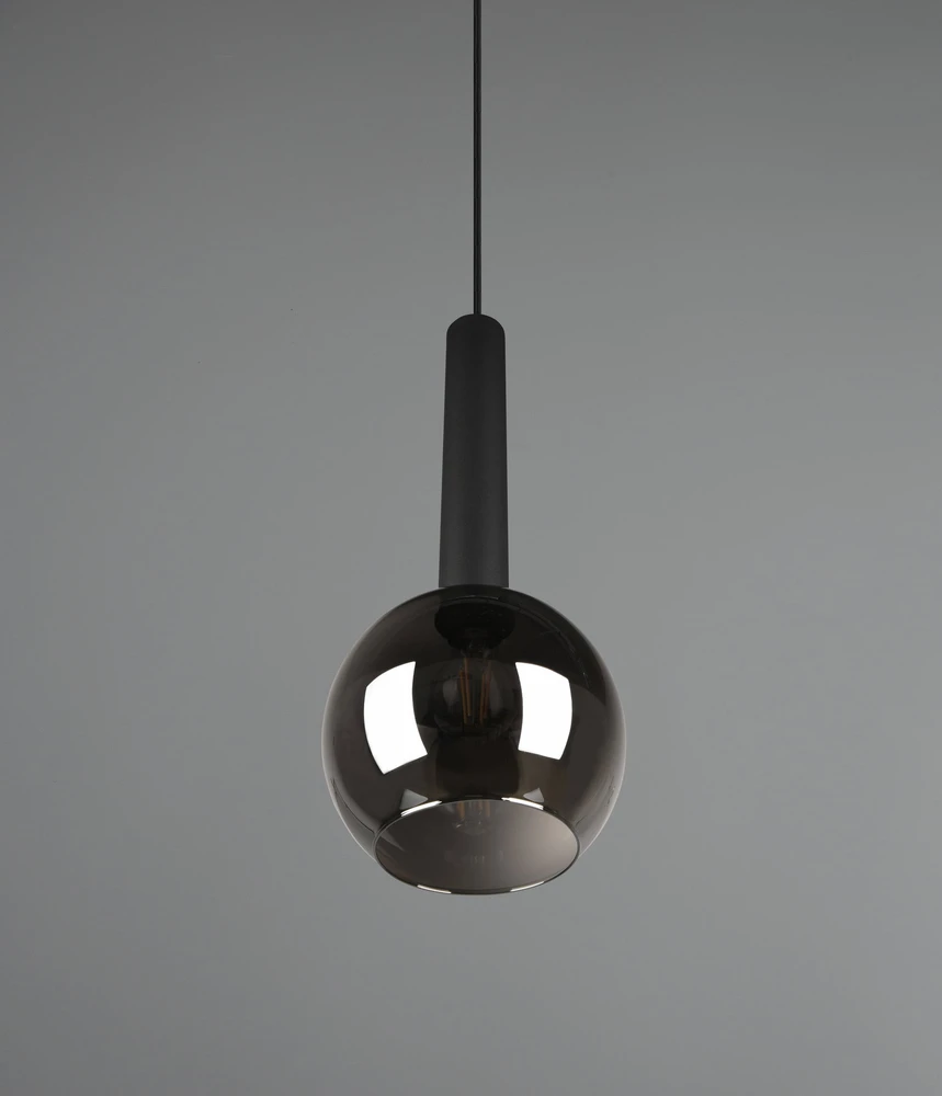Lubinis šviestuvas Pakabinamas šviestuvas TRIO CLAYTON, 1 x E27, max 28W, juodos sp., ø20 x h150 cm