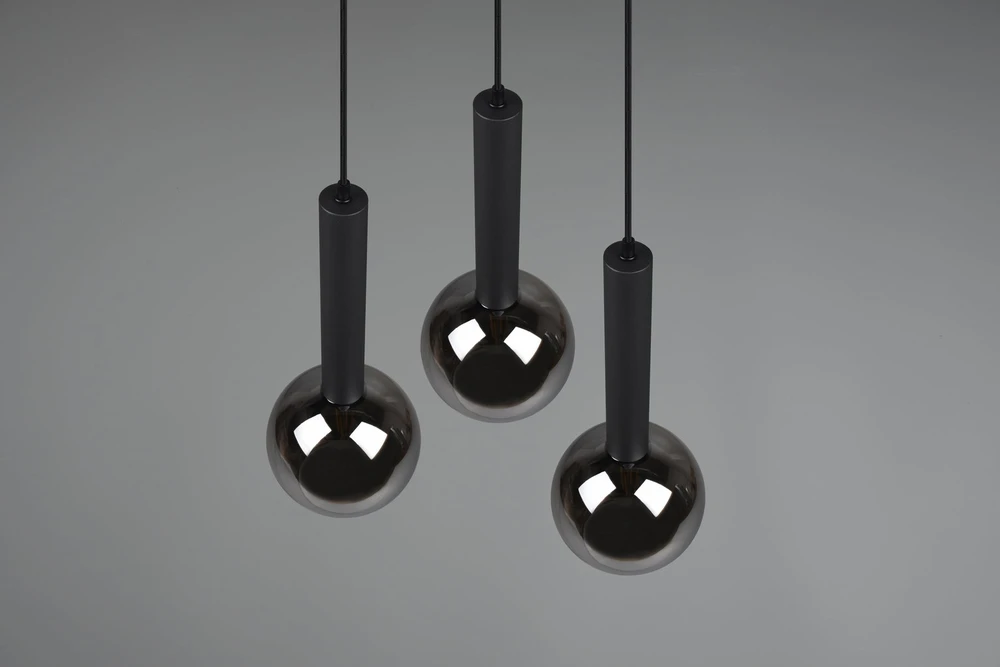 Lubinis šviestuvas Pakabinamas šviestuvas TRIO CLAYTON, 3x E27, max 28W, juodos sp., ø45 x h150 cm