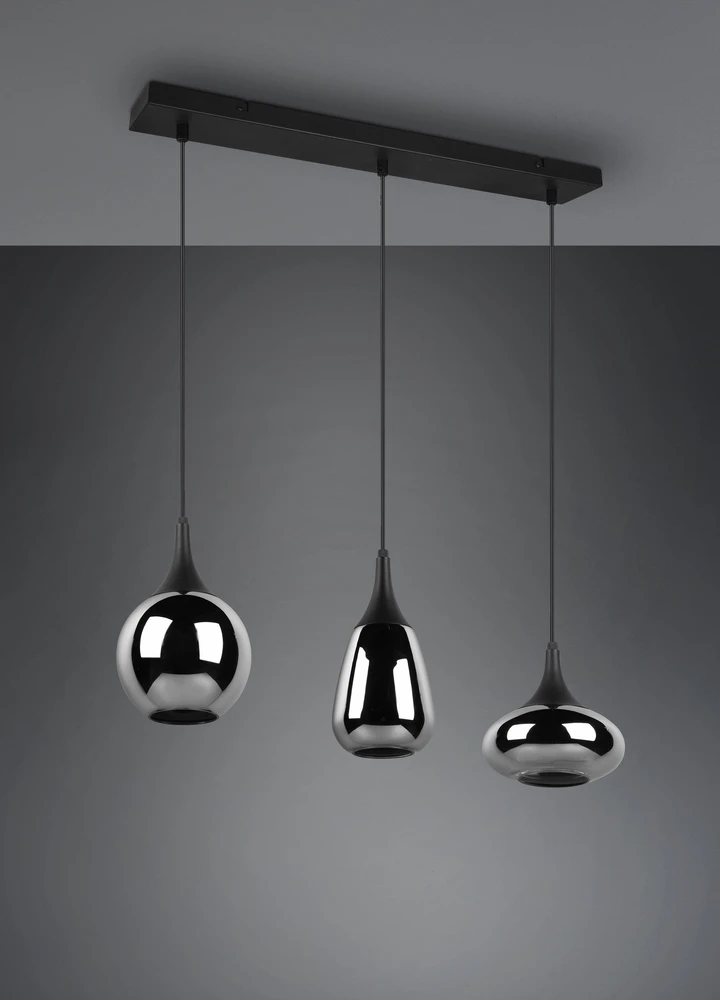 Pakabinamas šviestuvas TRIO LUMINA, 3 x E14, max 40W, juodos sp., 69 x 19 x h150 cm