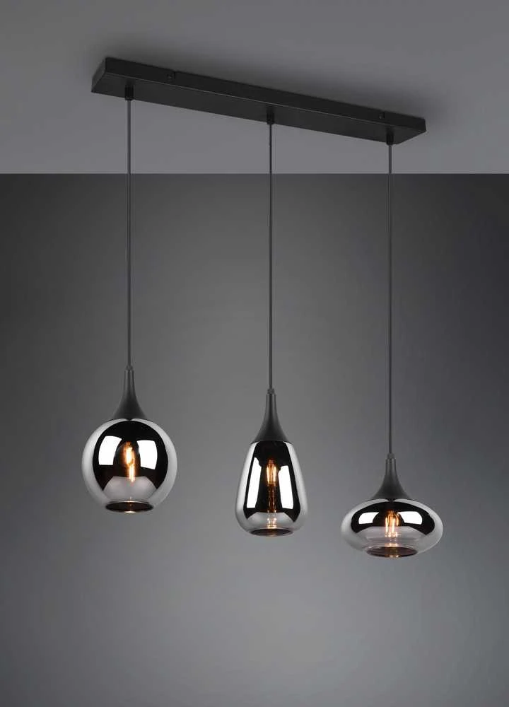 Pakabinamas šviestuvas TRIO LUMINA, 3 x E14, max 40W, juodos sp., 69 x 19 x h150 cm