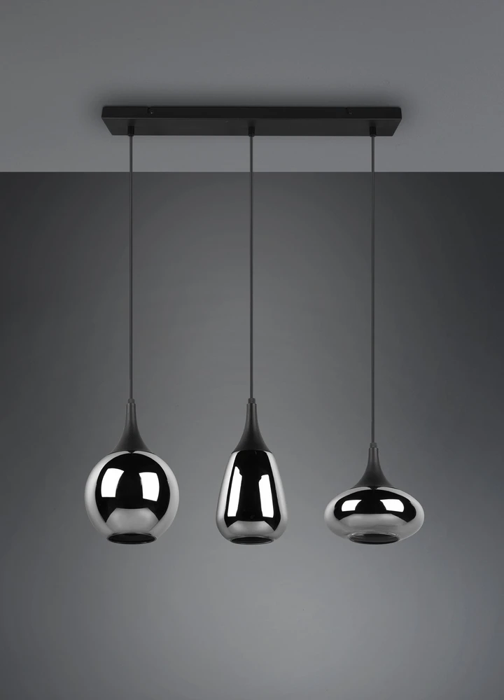 Pakabinamas šviestuvas TRIO LUMINA, 3 x E14, max 40W, juodos sp., 69 x 19 x h150 cm