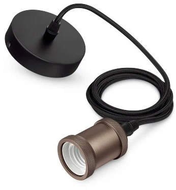Lubinis šviestuvas Pakabinamas vintažinis LED lemputės laikiklis PHILIPS CORD MODERN, 1 x E27, juodos sp.