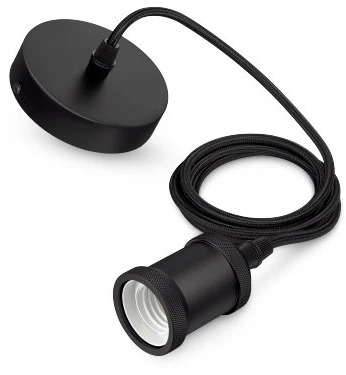 Lubinis šviestuvas Pakabinamas vintažinis LED lemputės laikiklis PHILIPS CORD MODERN, 1 x E27, juodos sp.