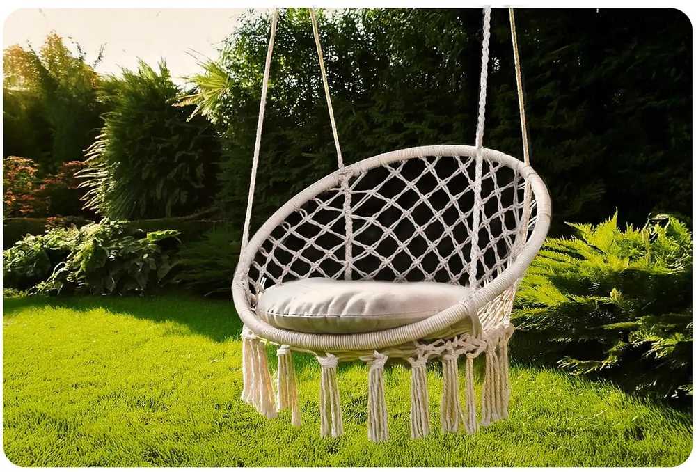 Sofotel Pakabinamos sodo sūpynės BOHO, smėlio spalvos