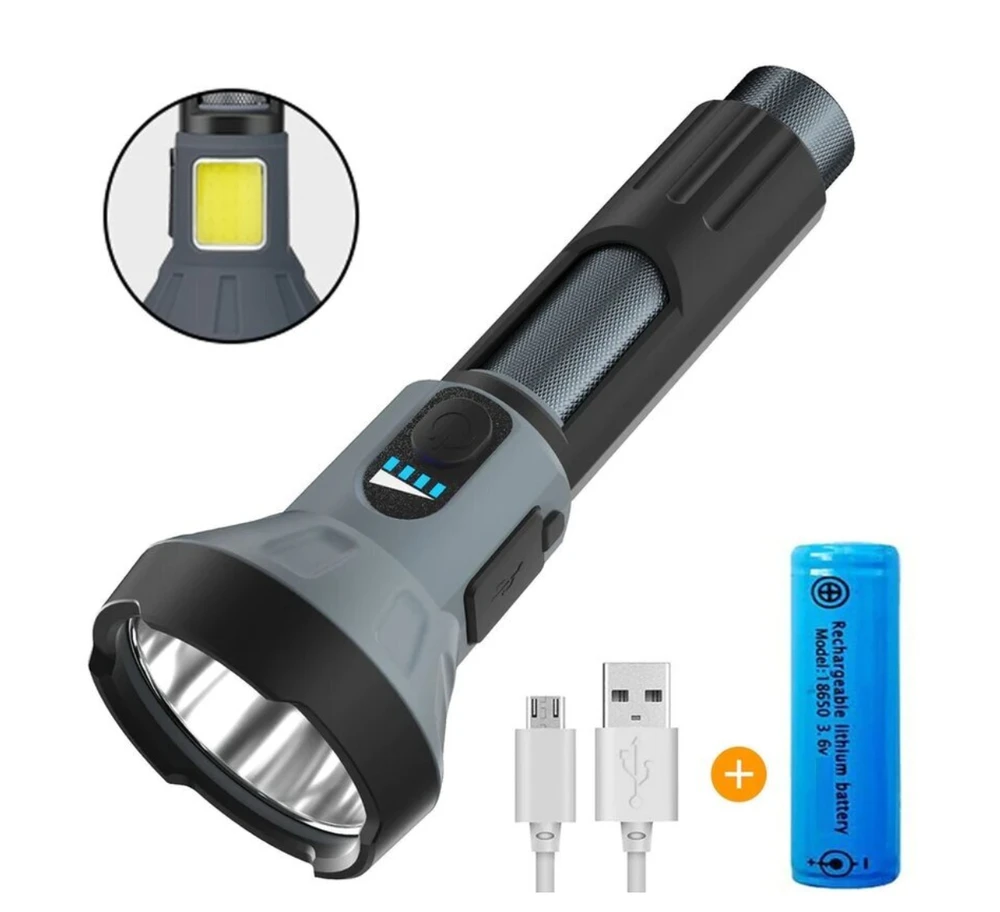 Orno Pakraunamas LED žibintuvėlis VIRONE Tactical, 12W, 800lm, pakraunamas USB, juodos spalvos
