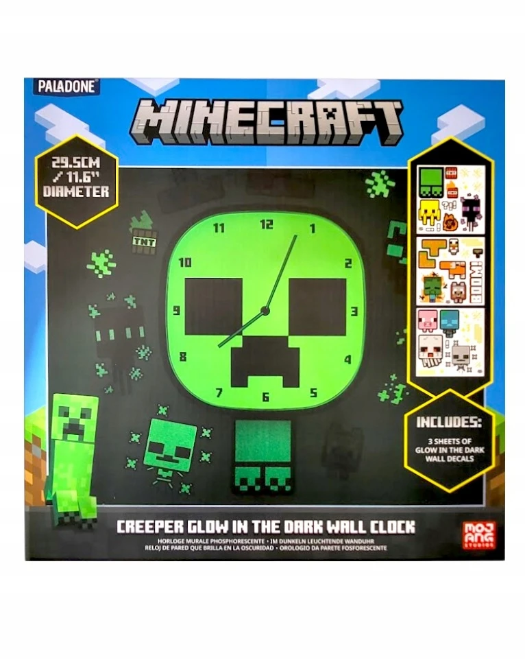 Out of the blue Paladone MINECRAFT Sieninis laikrodis ŚWIECĄCY CREEPER DLA DZIECI / PREZENT / ORYGINALNY