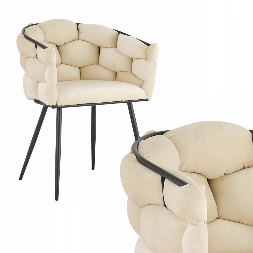Palėpės kėdė BEIGE Velvet BUBBLE Juodas rėmas AYA kaip Prinssi veliūras