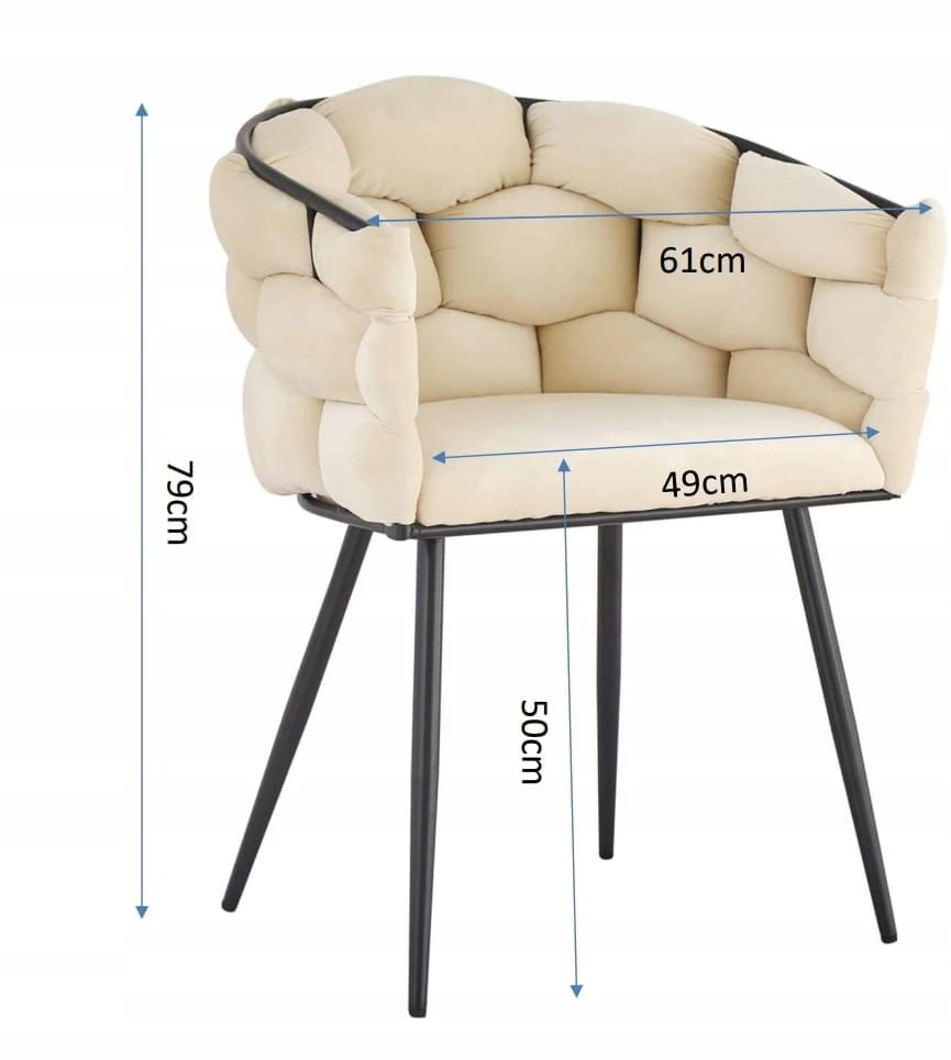 Palėpės kėdė BEIGE Velvet BUBBLE Juodas rėmas AYA kaip Prinssi veliūras