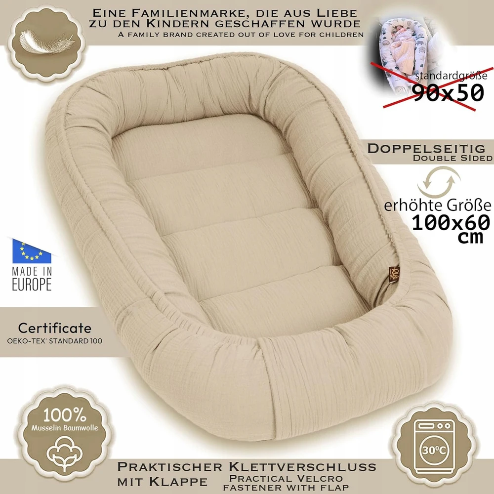Palulli komplektas kokon niemowlęcy muślinowy + kołderka muślinowa 70x100cm