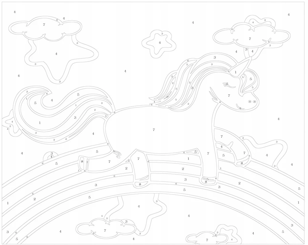 Pampicio Paveikslas pagal numerius vaikams 50x40cm su rėmu: Vienaragis