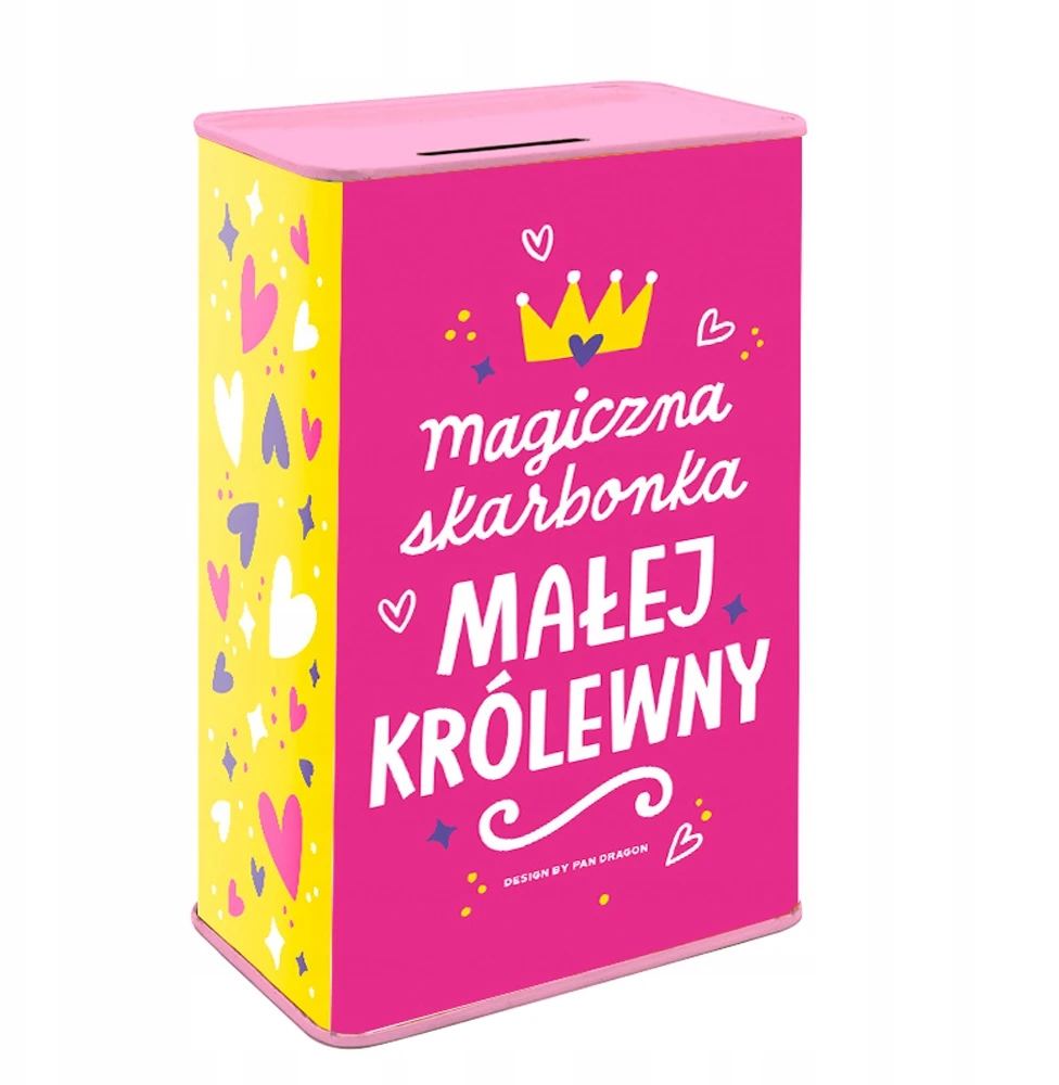 Pan Dragon SKARBONKA METALOWA DLA DZIEWCZYNKI MAŁA KRÓLEWNA PREZENT RÓŻOWA 16X9CM