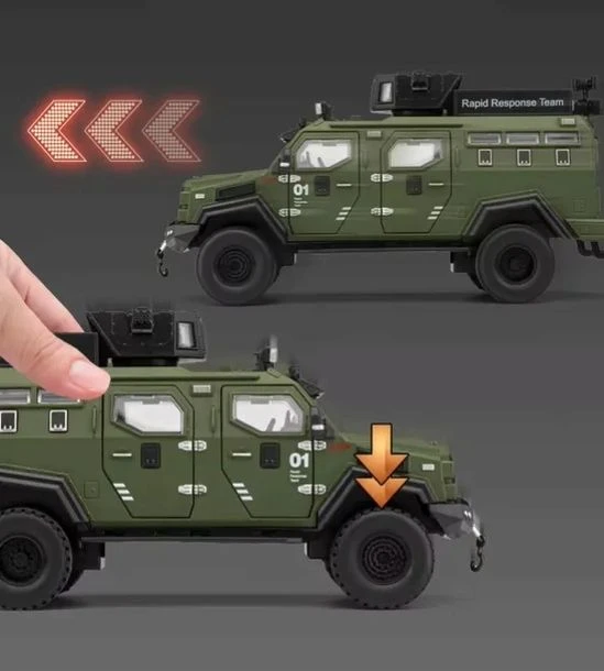 Pan i Pani Gadżet 1:24 SKALĖS VISIEURĖS KARIO POLICIJOS AUTOMOBILIŲ ŽALIA GARSO ŠVIESA