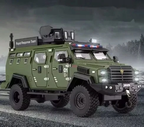 Pan i Pani Gadżet 1:24 SKALĖS VISIEURĖS KARIO POLICIJOS AUTOMOBILIŲ ŽALIA GARSO ŠVIESA