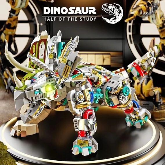 Pan i Pani Gadżet KONSTRUKCINIŲ BLOKŲ RINKINYS DINOZAURO TRICERATOPS | DĖL STATYBOS