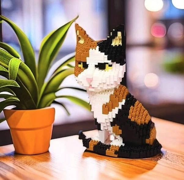 Pan i Pani Gadżet KŪRYBINIAI KALUKLIAI KATINĖS KITTEN „Pasidaryk pats“ 3D MODELIS KONSTRUKCINIŲ KALULŲ DOVANŲ RINKINYS