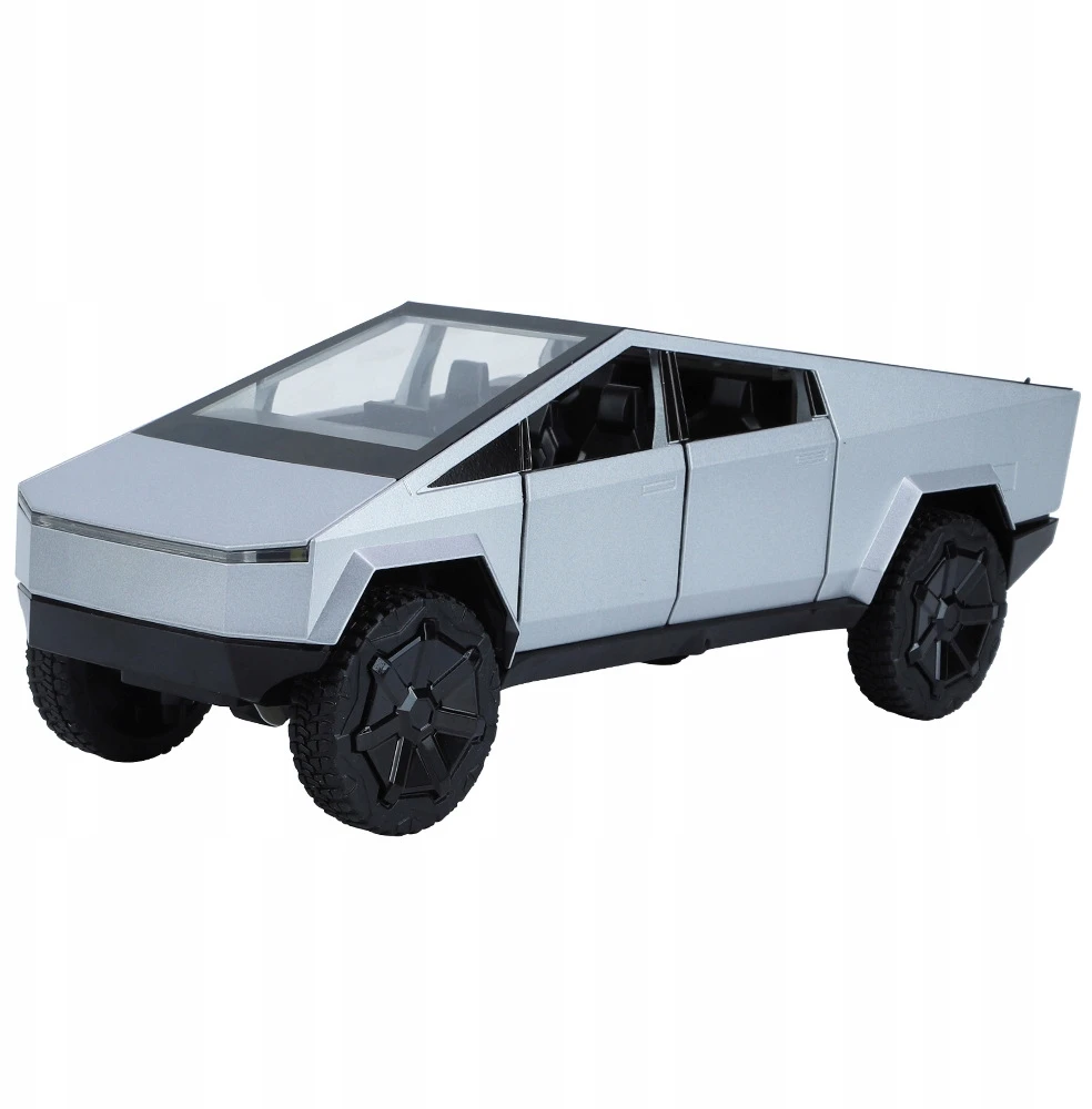Pan i Pani Gadżet METALINIS MODELIS TESLA CYBERTRUCK SU QUAD 1:24 LED GARSO ATIDARYMOMIS DURELĖMIS