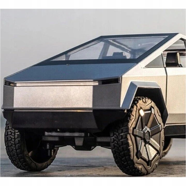 Pan i Pani Gadżet METALINIS MODELIS TESLA CYBERTRUCK SU QUAD 1:24 LED GARSO ATIDARYMOMIS DURELĖMIS