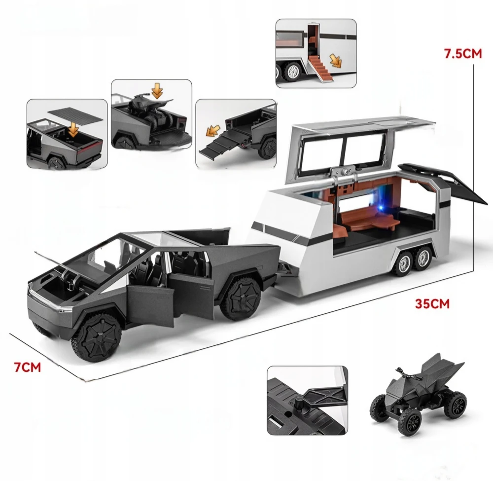 Pan i Pani Gadżet Model Tesla Cybertruck 1:32 su Quad, Led ir garsu