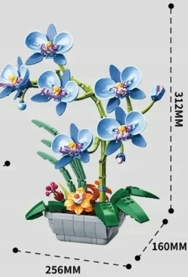 Pan i Pani Gadżet STATYBINIAI BLOKAI ORCHIDĖJA ORCHIDĖJA MĖLYNA GĖLĖ IŠDĖSTI