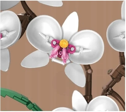 Pan i Pani Gadżet STATYBINIAI BLOKAI ORCHIDĖJA ORCHIDĖJA BALTA GĖLĖ DOVANŲ surinkimui