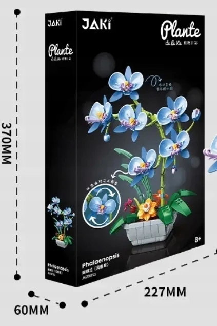 Pan i Pani Gadżet STATYBINIAI BLOKAI ORCHIDĖJA ORCHIDĖJA MĖLYNA GĖLĖ IŠDĖSTI