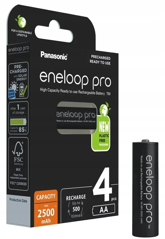 Panasonic Įkraunamas akumuliatorius LR6 (AA) NiMH eneloop eneloop pro HR06 2500 mAh 1.2 V 4 vnt.