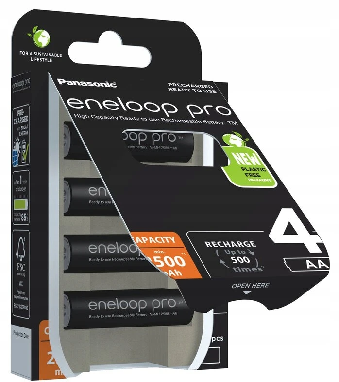 Panasonic Įkraunamas akumuliatorius LR6 (AA) NiMH eneloop eneloop pro HR06 2500 mAh 1.2 V 4 vnt.