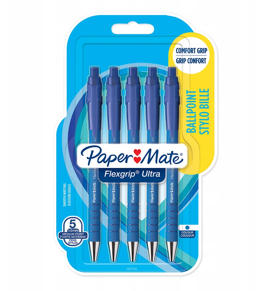 Papermate 5 vnt. automatiniai rašikliai Paper Mate Flexgrip Ultra, mėlyni