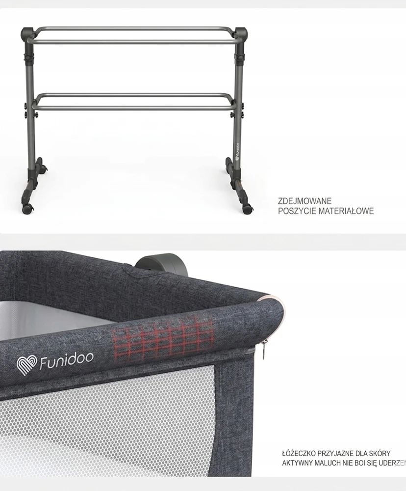 Papildoma lova su lopšio funkcija - FUNIDOO SNUG HUG - čiužinys, krepšelis