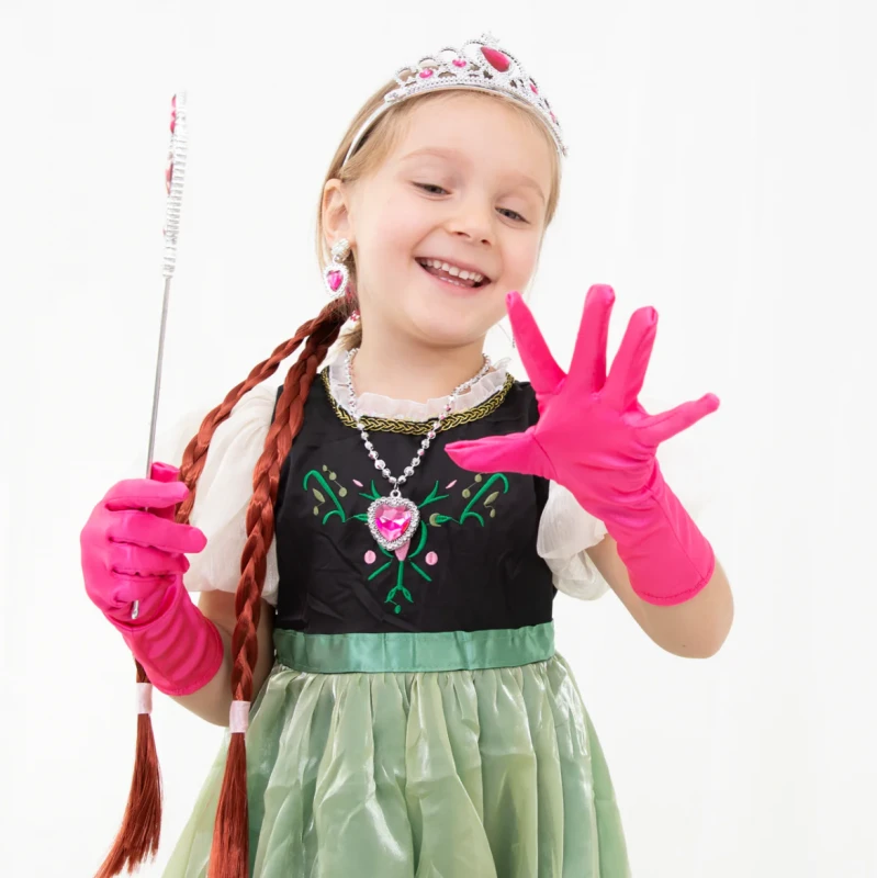 Magy Princesė Ana Frozen - papuošalų rinkinys 8 vnt., atlaso pirštinės