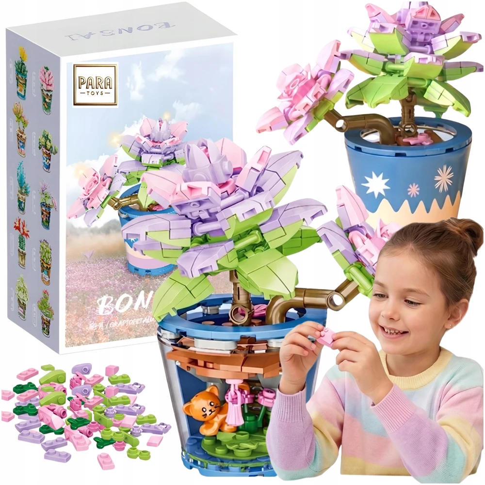 Para Toys Didelis gėlių kaladėlių rinkinys vaikams, dekoratyvinis 3D kačiukas, kūrybingas Dovanai