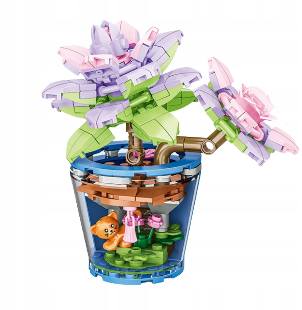 Para Toys Didelis gėlių kaladėlių rinkinys vaikams, dekoratyvinis 3D kačiukas, kūrybingas Dovanai