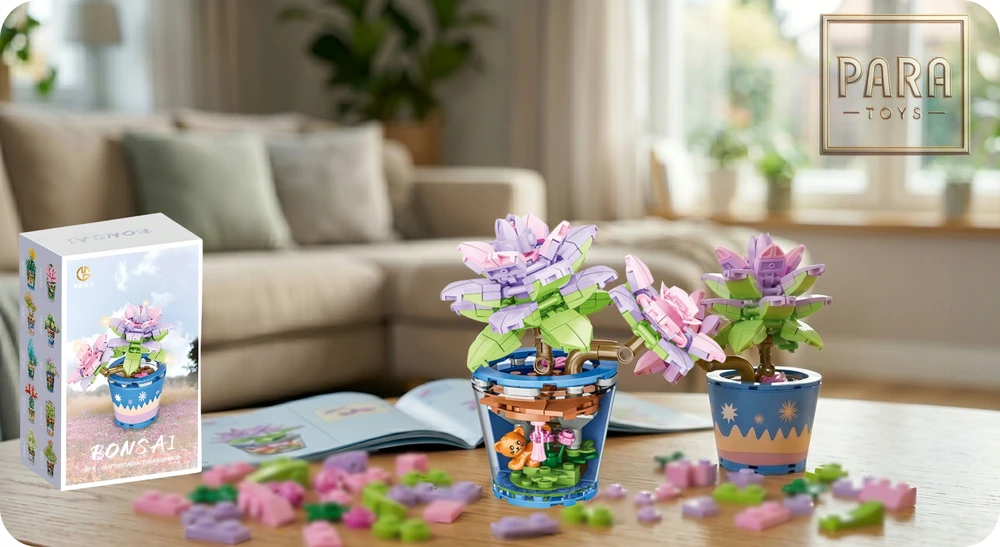 Para Toys Didelis gėlių kaladėlių rinkinys vaikams, dekoratyvinis 3D kačiukas, kūrybingas Dovanai