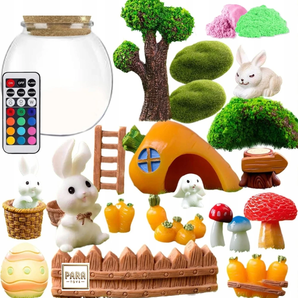 Para Toys KŪRYBINIS RINKINYS MAGICAL TERRARUIM RABBIT LED NAKTINĖ LAMP DOVANA VAIKAMS