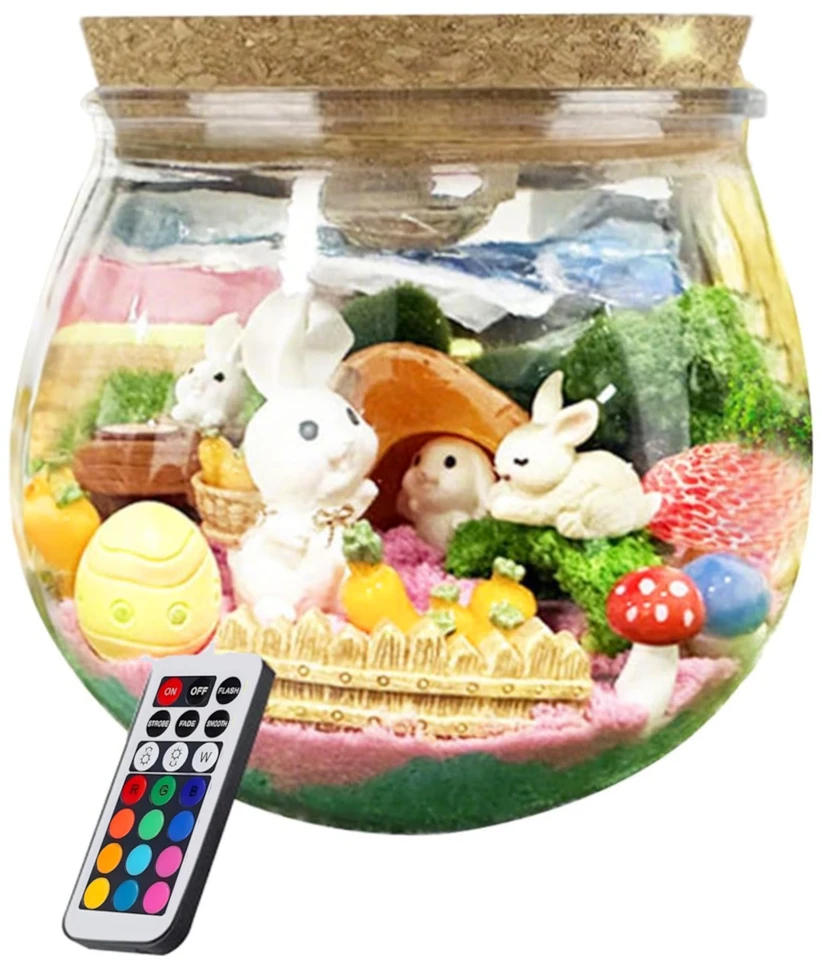 Para Toys KŪRYBINIS RINKINYS MAGICAL TERRARUIM RABBIT LED NAKTINĖ LAMP DOVANA VAIKAMS