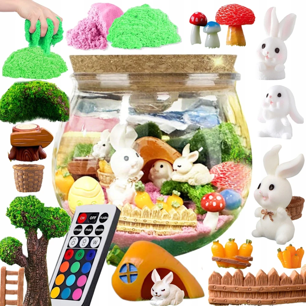 Para Toys KŪRYBINIS RINKINYS MAGICAL TERRARUIM RABBIT LED NAKTINĖ LAMP DOVANA VAIKAMS