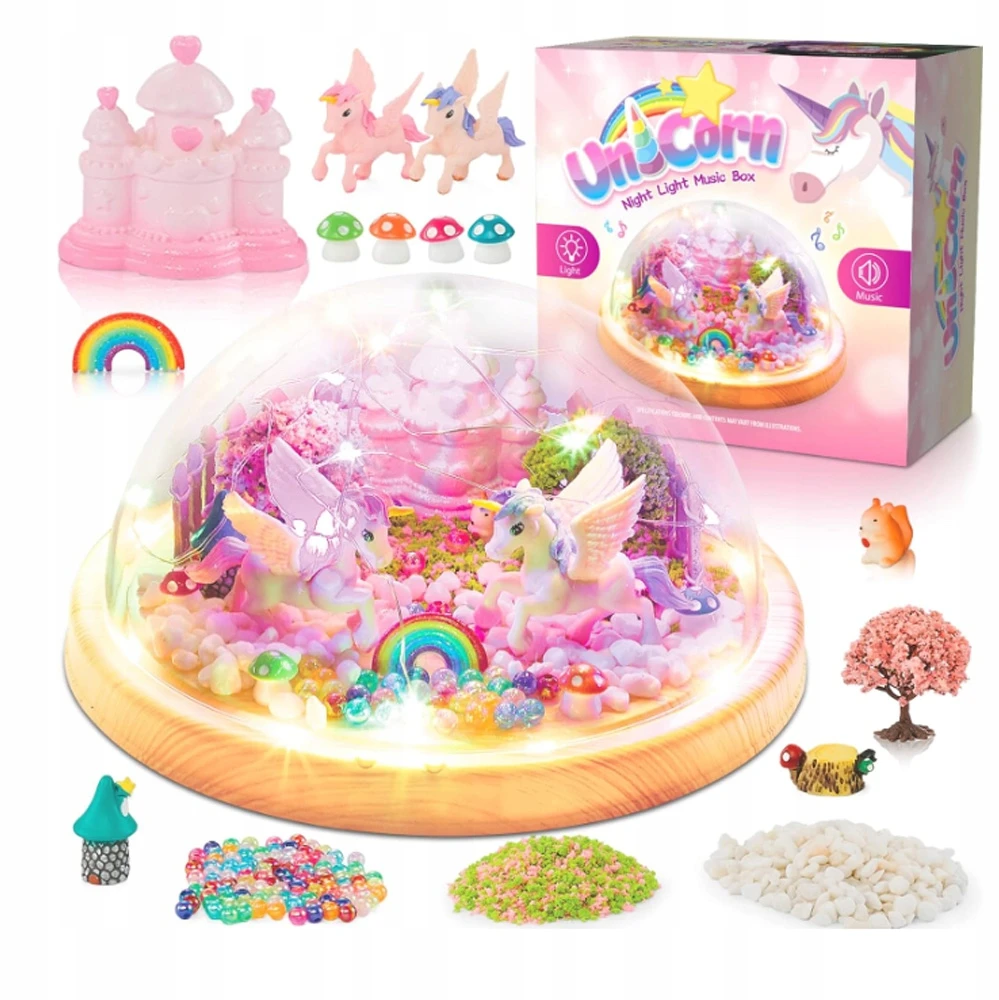 Para Toys VIENRAGIS NAKTINĖ LAMP KŪRYBINIS RINKINYS MUZIKA LED RGB UNICORN DOVANA