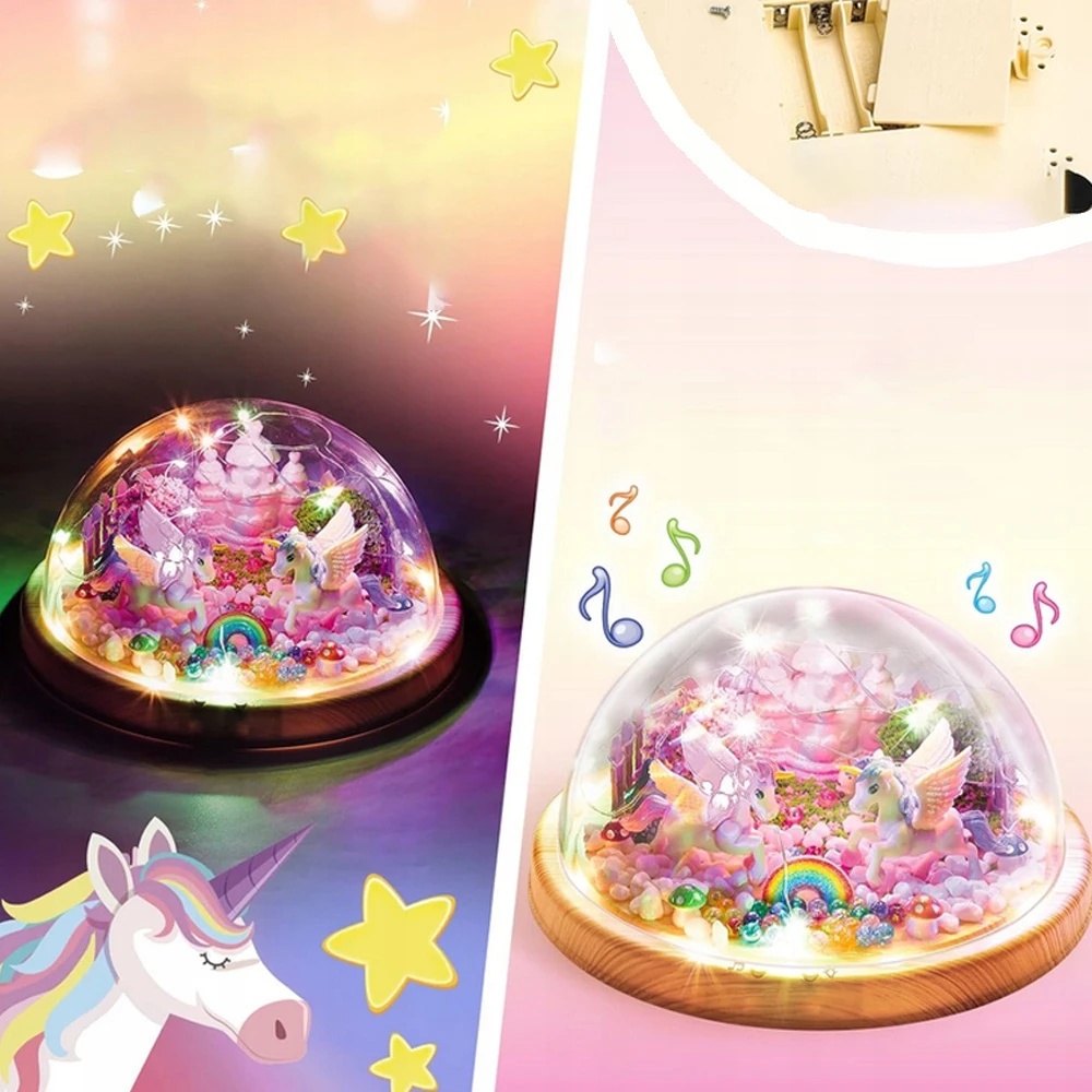 Para Toys VIENRAGIS NAKTINĖ LAMP KŪRYBINIS RINKINYS MUZIKA LED RGB UNICORN DOVANA