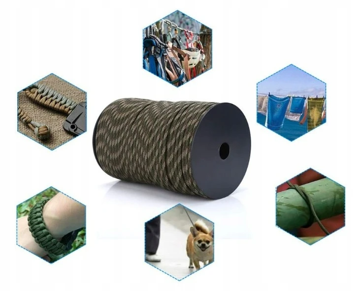 „Paracord“ tvirta nailoninė išgyvenimo virvė 50 m 4 mm